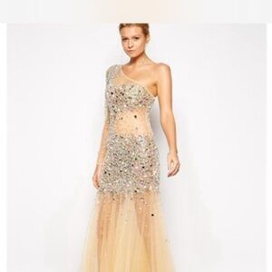 Forever Unique Gold One-Shoulder Prom Dress